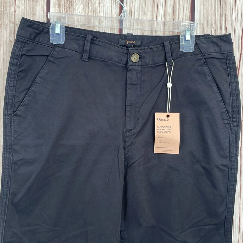 Quince Black Cotton Travel Straight Leg Pants Size 31 NWT - Picture 2 of 7